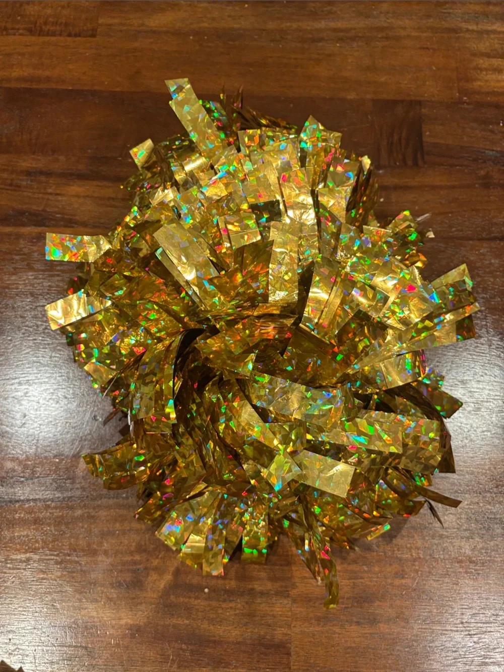 2 Gold Holographic Pom Poms - l Cheer